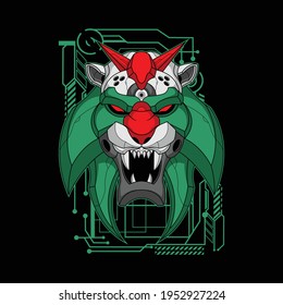 tiger robot head illustration for commercial use