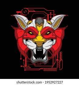 tiger robot head illustration for commercial use