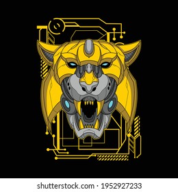 tiger robot head illustration for commercial use