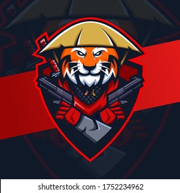 tiger ronin mascot esport logo design