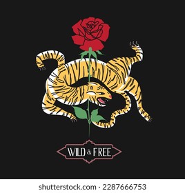 tiger and rose fashion graphic