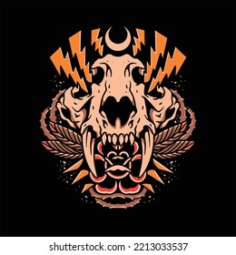 diseño vectorial de tatuaje de rosa tigre