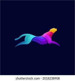 Tiger Run Colorful Gradient Modern Logo Template