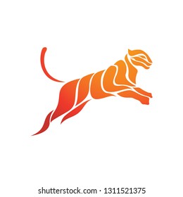 Tiger Run and Jumping Image Symbol Illustration