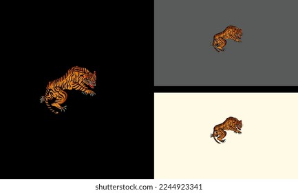 tiger running angry vector artwork design