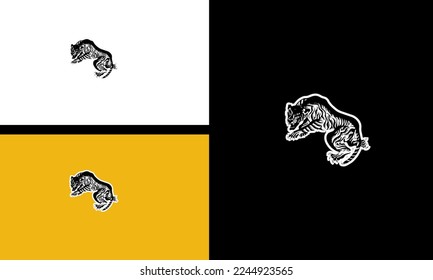 tiger running vector outline design