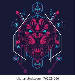 Tiger sacred geometric style