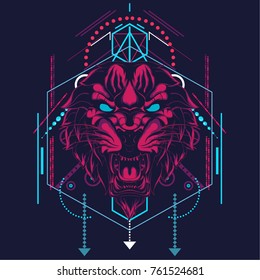 Tiger sacred geometric style