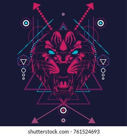 Tiger sacred geometric style