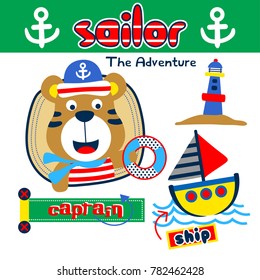 tiger the sailorman funny cartoon,vector illustration