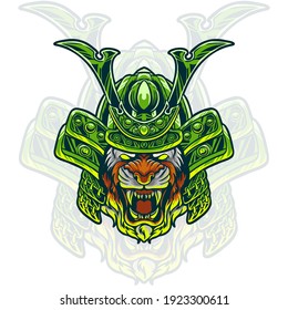 tiger samurai head illustration for your merchandise or business