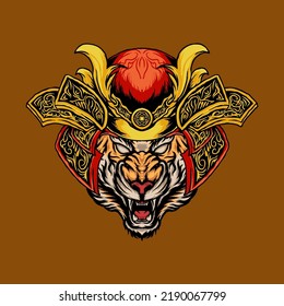 The tiger samurai illustration design vector