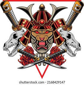 Tiger samurai illustration with premium quality stock vector