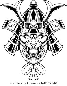 Tiger samurai illustration with premium quality stock vector