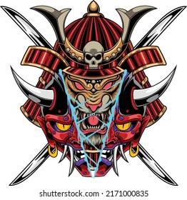 Tiger samurai illustration with premium quality stock vector