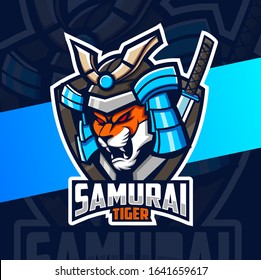 tiger samurai mascot esport logo design