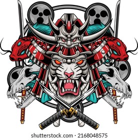 Tiger samurai with premium quality stock vector