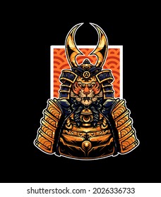 Tiger samurai ronin Vector Illustration, modern cartoony style suitable for t shirt or print products