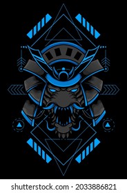 Tiger Samurai with Sacred Geometry Illustration