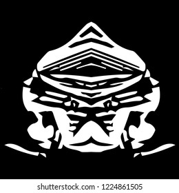 Tiger samurai vector logo. White on a black background.