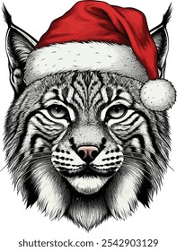 Tiger with Santa Cap for Christmas