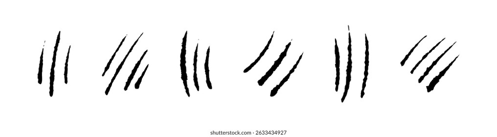 Tiger scratch marks with wild animal texture. Flat vector illustration isolated on white background.