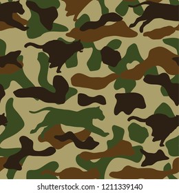 Tiger seamless camouflage pattern. texture, vector illustration. Camouflage print background.