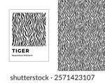 Tiger seamless pattern. Black and white tiger print. Vector texture.