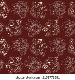 Tiger seamless pattern with celestial design