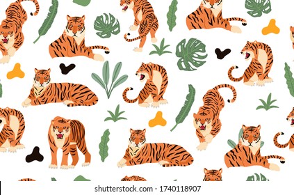 tiger seamless pattern illustration for icon,logo,sticker,printable