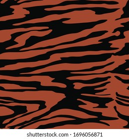 Tiger seamless pattern for printing clothes, fabrics. Black stripes. Animal's skin. Vector