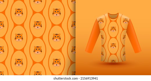 Tiger seamless pattern with shirt