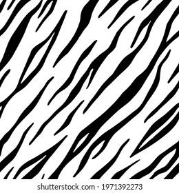 Tiger seamless pattern. tiger striped skin. Black and white background 