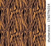 Tiger seamless pattern. Vector print strips of wild animals on an orange background, textile, wallpaper