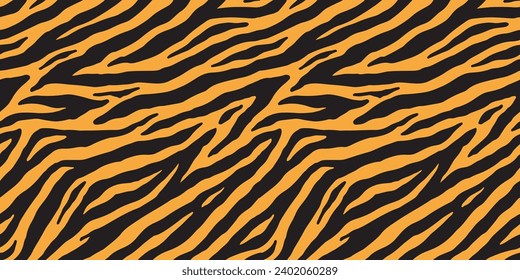 Tiger seamless repeated pattern. Vector background  print illustration.