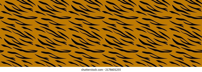 Tiger Nahtloser tropischer Hintergrund. Afrikanischer Tiger-Mustervektor. Schwarz-Braun-Druck. Tiertextur. Vektorgrafik