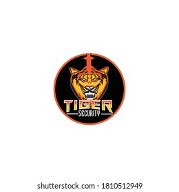 Plantilla de diseño del logotipo del escudo de seguridad del tigre