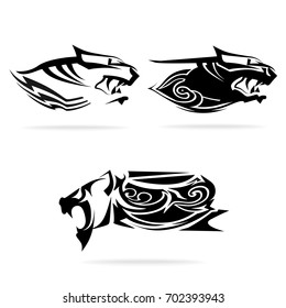Tiger set, on white background, illustration, tribal