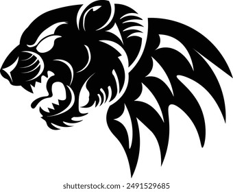 Tiger
The tiger shape logo design is black which makes this logo look elegant but very simple