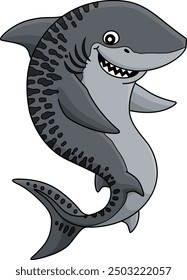 Tiger Shark Cartoon Colored Clipart Illustration