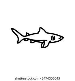 Tiger Shark Outline Icon, Vector illustration