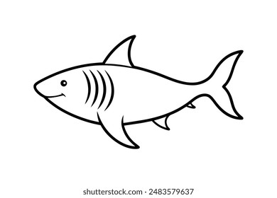 Tiger shark vector line art illustration icon logo