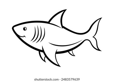 Tiger shark vector line art illustration icon logo