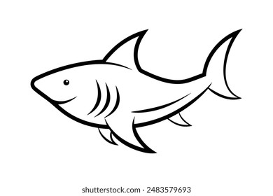 Tiburón tigre Vector línea de arte ilustración icono logo