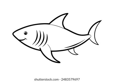 Tiger shark vector line art illustration icon logo