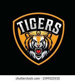 tiger and shield mascot logo