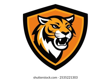 Tiger in Shield Logotipo Mascote - Design arrojado e dinâmico