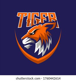 TIGER SHIELD MASCOT LOGO VECTOR ILLUSTRATION 