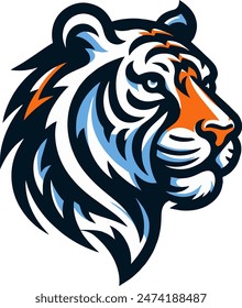 Diseño de logotipo de icono de vista lateral del tigre.