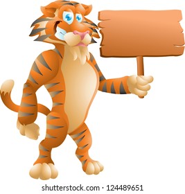tiger with sign